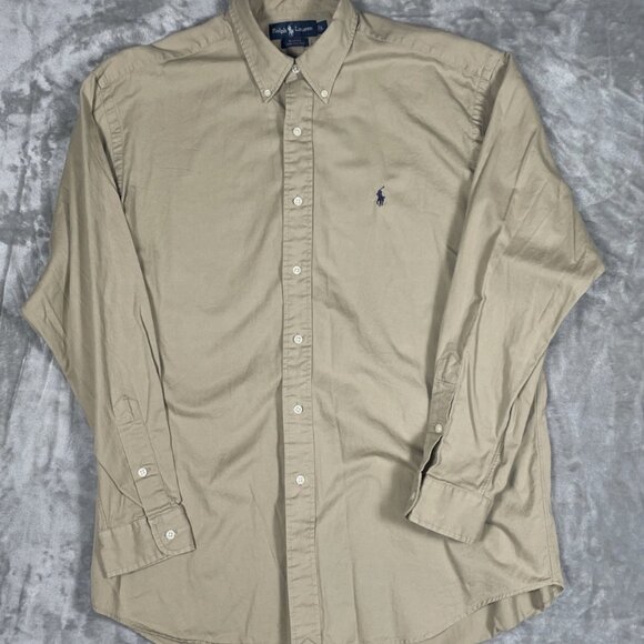 Polo Ralph Lauren Men’s Shirt L Long Sleeve Button Blake Light Brown Tan Large - Picture 3 of 8